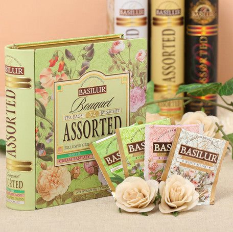 Basilur Tea Book Bouquet "Assorted" Exclusive Green Tea Collection (32 Tea Bags) - 70332