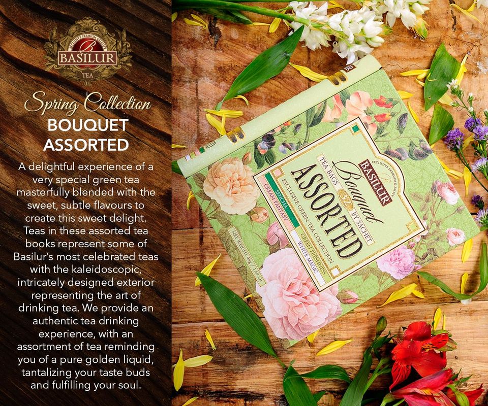 Basilur Tea Book Bouquet "Assorted" Exclusive Green Tea Collection (32 Tea Bags) - 70332