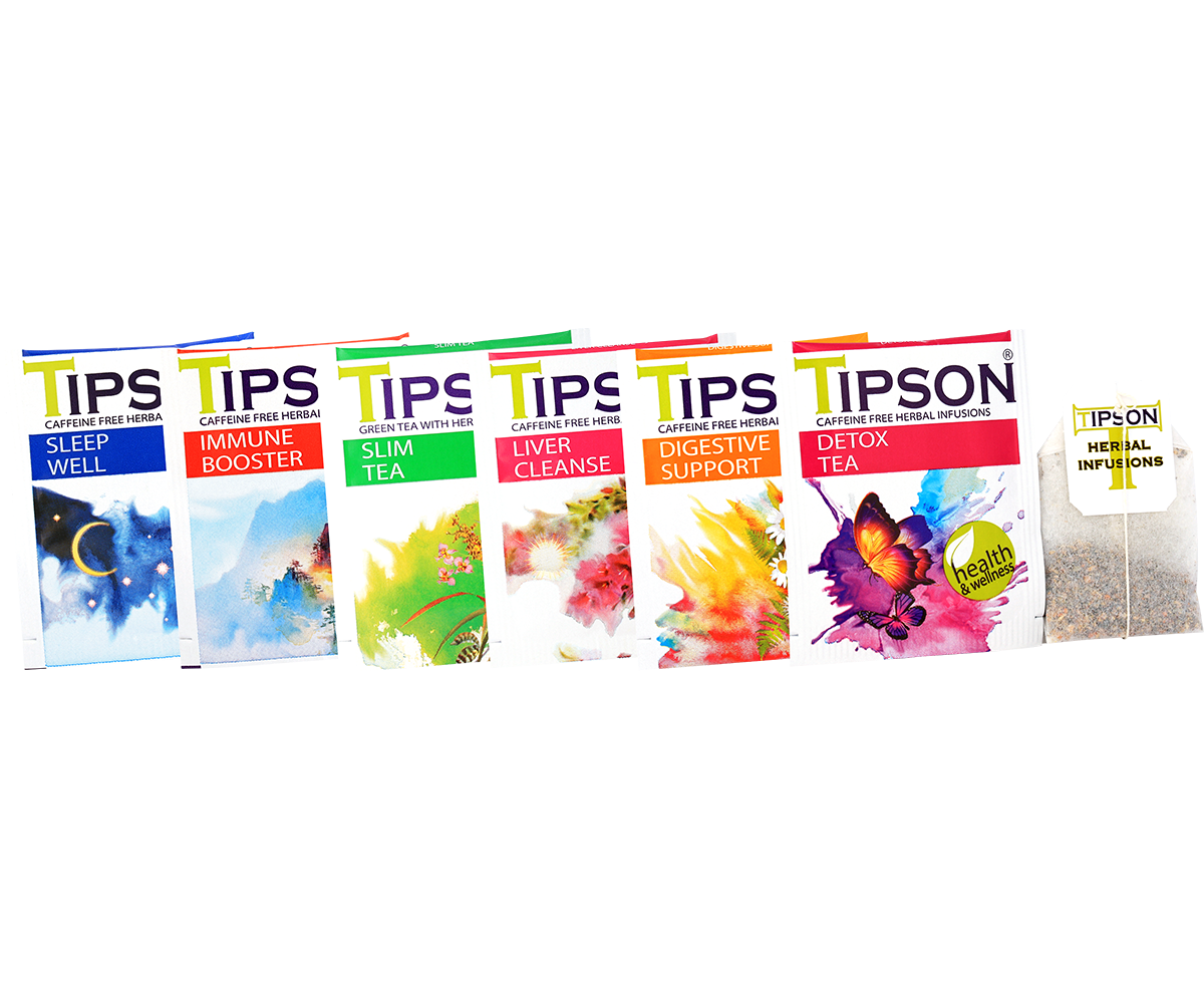 Tipson "Wellness" Assorted Green Tea & Herbal Infusions (1.3g x 60En) - 80248