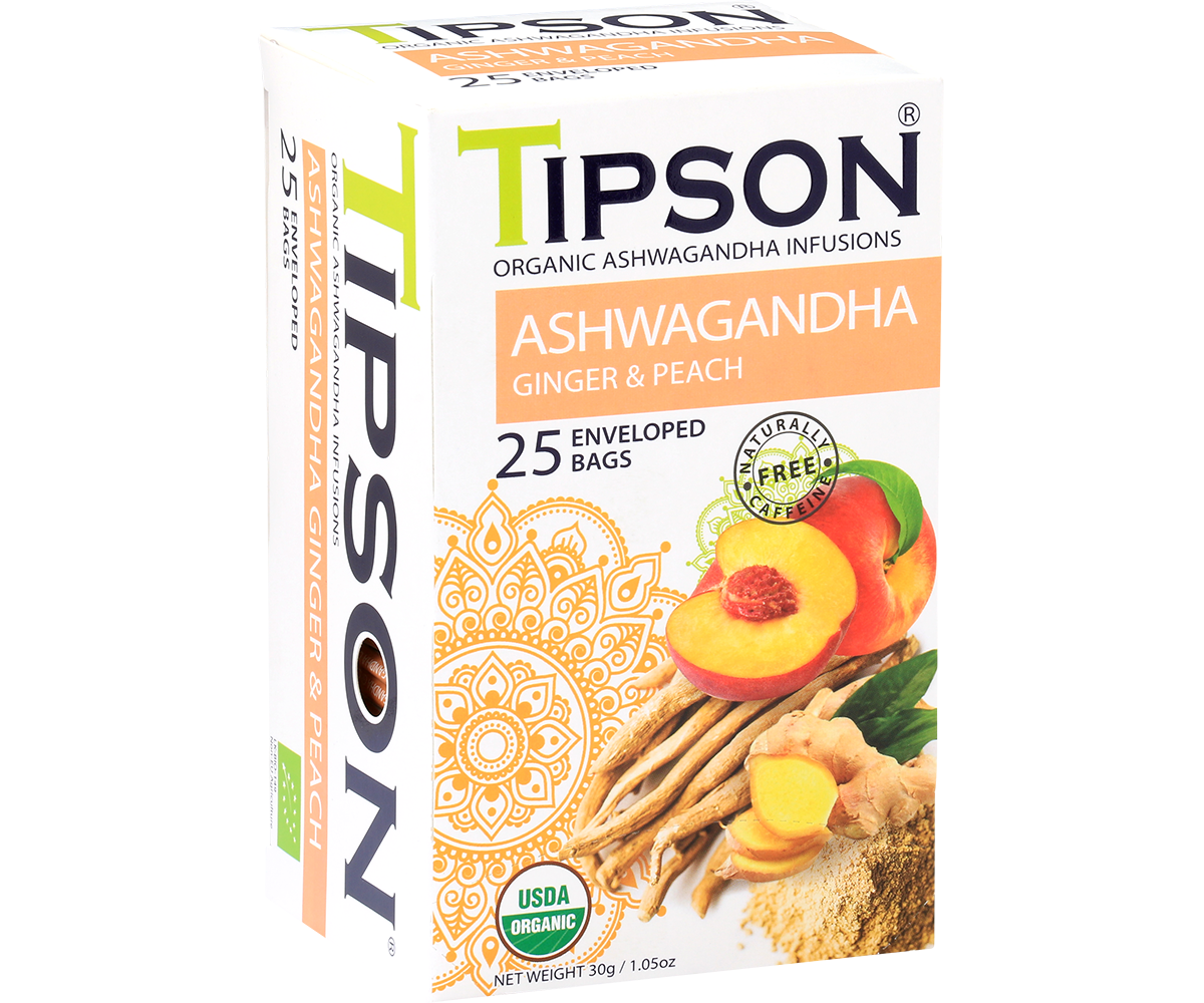 Tipson Organic Ashwagandha Infusions "Ginger and Peach" (1.2g x 25En)-80292