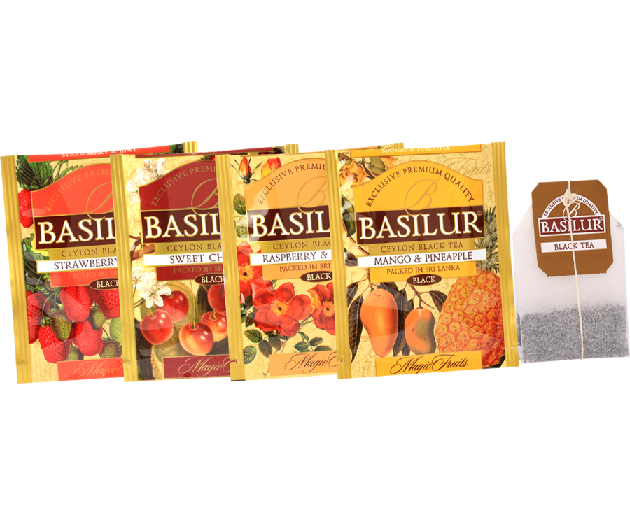Basilur Tea "Magic Fruits" Collection Assorted Black Fruit Teas (10 Tea Bags x 4) - 71560