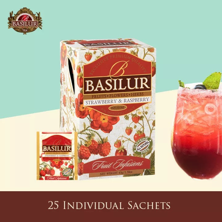 Basilur Tea "Fruit Infusions" Strawberry & Raspberry" String & Tags (2g x 25En) - 70867