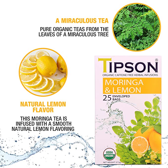 Tipson Organic Caffeine Free Herbal Infusions "Moringa & Lemon" (1.5g x 25En) - 80181