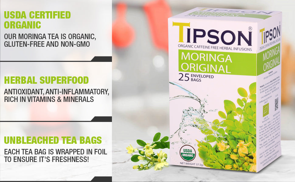 Tipson Organic Caffeine Free Herbal Infusions "Moringa Original" (1.5g x 25En) - 80176