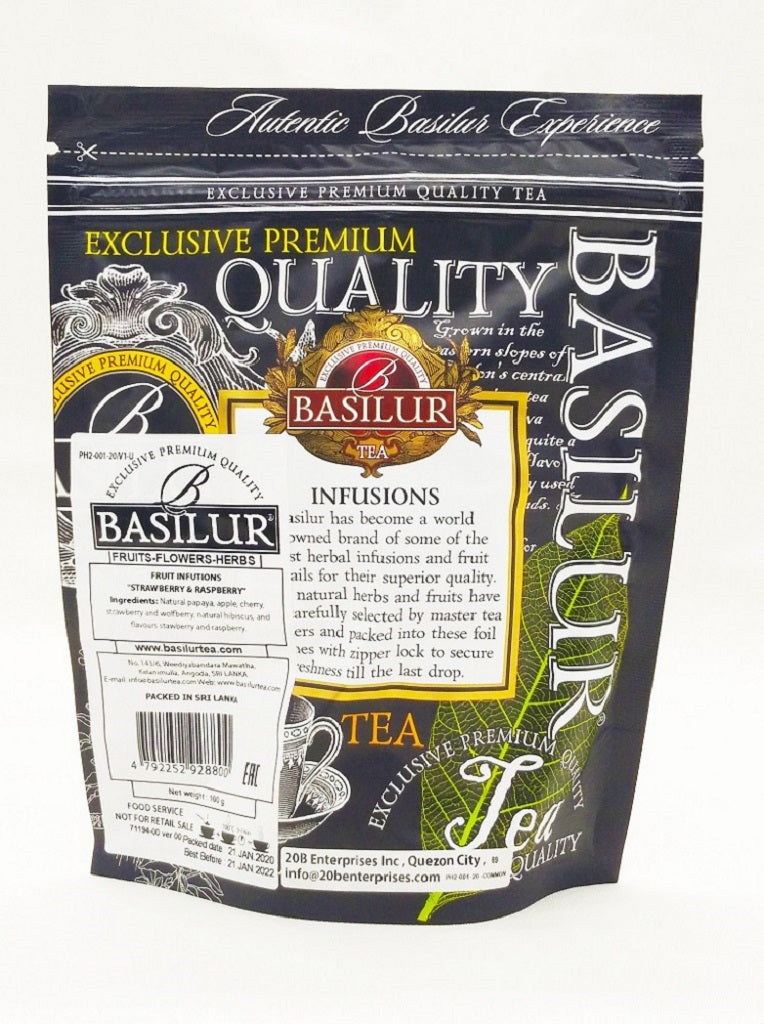 Basilur Tea Fruit Infusions Strawberry and Raspberry Loose Leaves (100g) Horeca - 71194