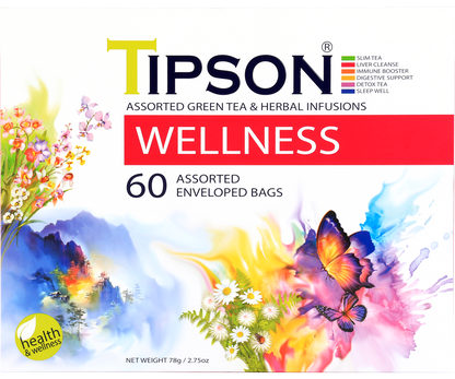 Wellness Assorted Green Tea & Herbal Infusions (1.3g x 60En) - 80248