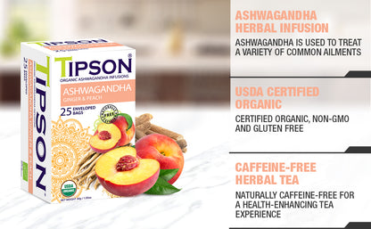 Organic Ashwagandha Infusions "Ginger and Peach" (1.2g x 25En)-80292
