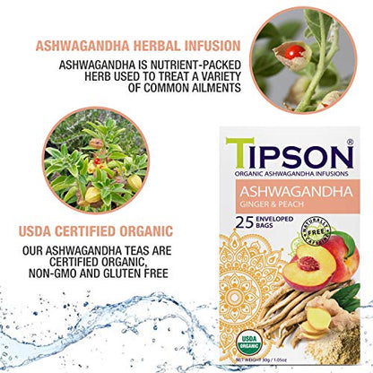Organic Ashwagandha Infusions "Ginger and Peach" (1.2g x 25En)-80292