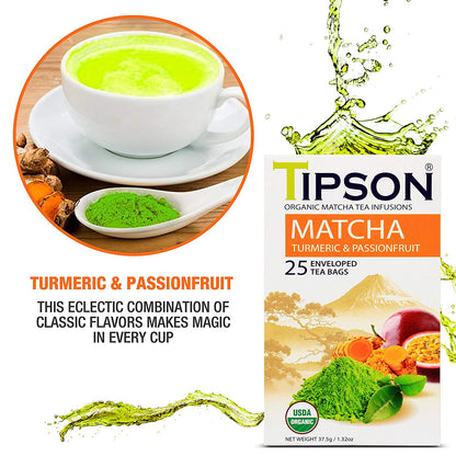 Organic Matcha Tea Infusions "Matcha Turmeric & PassionFruit" (1.5g x 25En) - 80241
